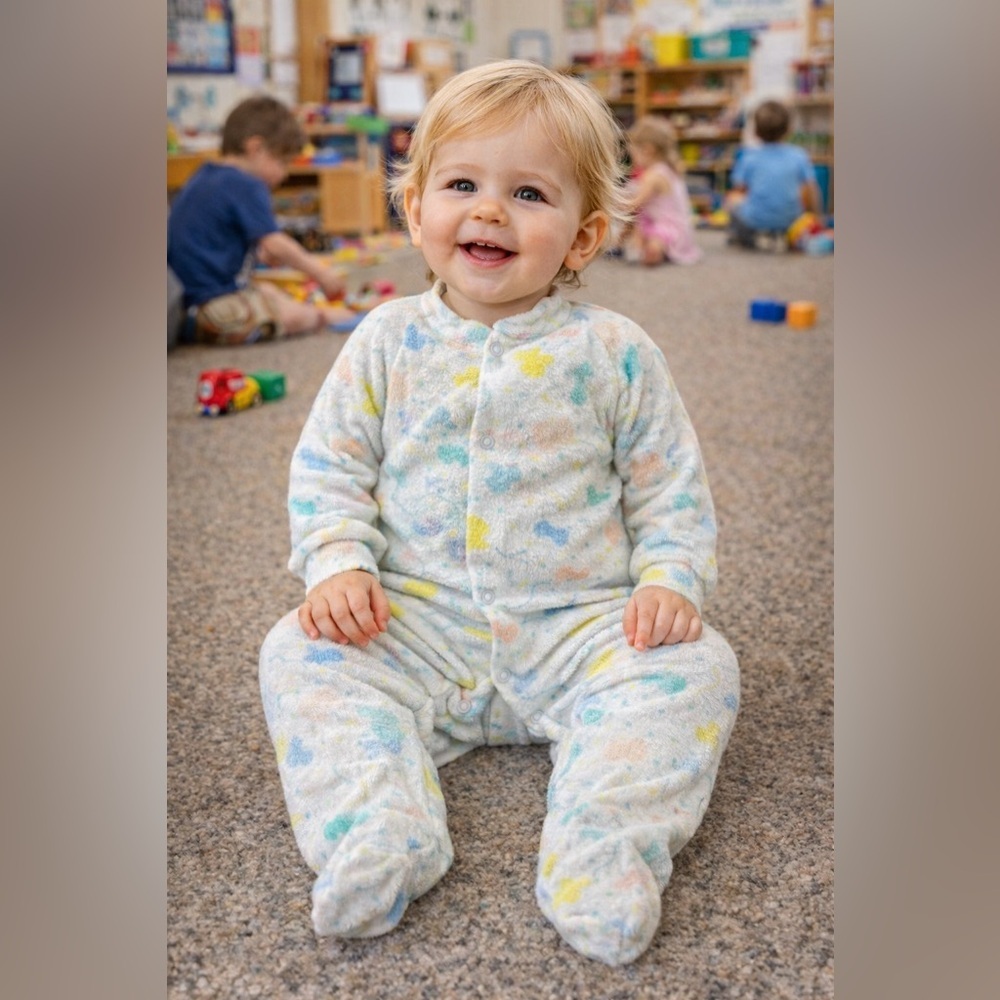 Vintage Dreamland Button Style Footed One Piece Unisex Onsie for 6-9 Months - Picture 1 of 6